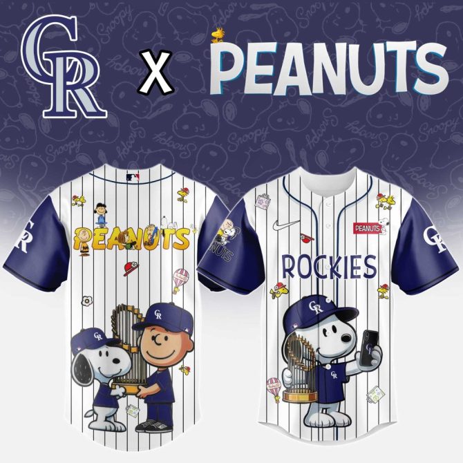 Exclusive Colorado Rockies X Peanuts Baseball Jersey – Limited Edition Snoopy & Charlie Brown Design!