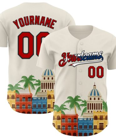 Customizable Baseball Jersey – Tropical City Design, Add Your Name & Number!