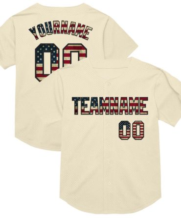 Customizable Baseball Jersey With American Flag Print - Add Your Name & Team