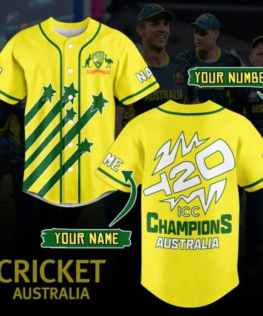 Custom Australia Cricket Jersey – Personalize With Name & Number – Icc Champions T20 Design