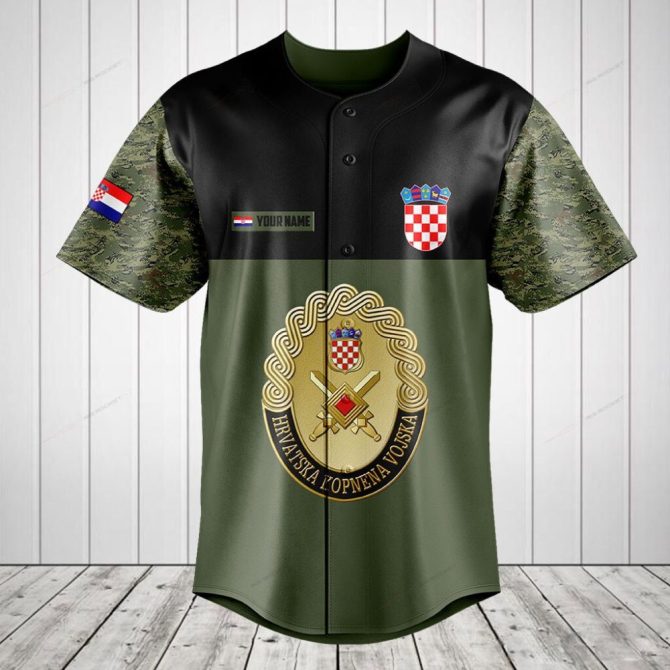 Custom Croatian Army Baseball Jersey - Personalized Military Style Shirt
