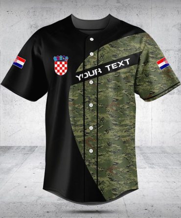 Customizable Croatia Flag Camo Baseball Jersey - Personalized Sportswear Gift