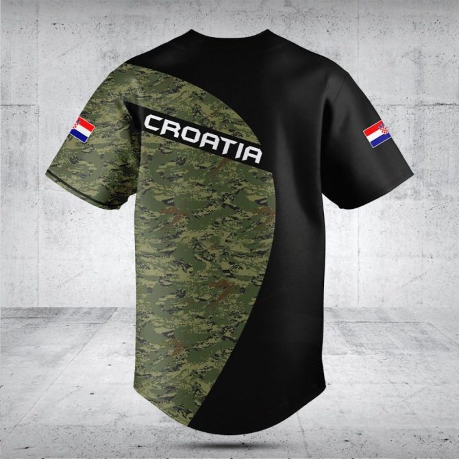 Customizable Croatia Flag Camo Baseball Jersey - Personalized Sportswear Gift - Image 2