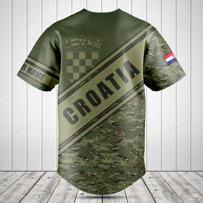 Custom Croatia Camo Baseball Jersey – Personalized Name & Flag Design, Unisex Sportswear - Image 2