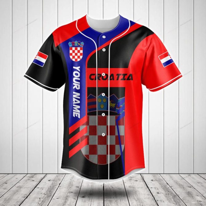 Custom Croatia Flag Baseball Jersey - Personalized Name & Number, Unisex Sportswear