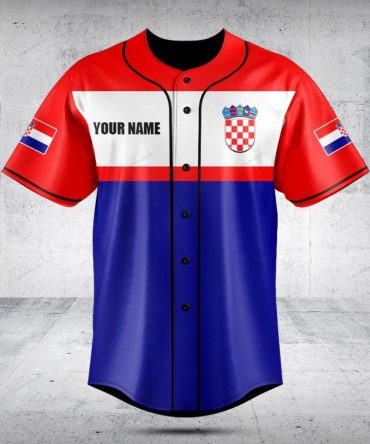 Custom Croatia Flag Baseball Jersey - Personalize Your Name & Number