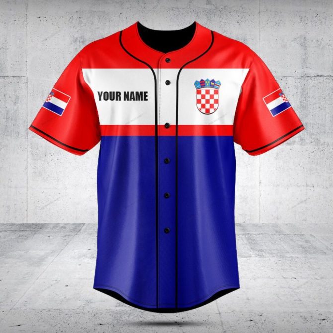 Custom Croatia Flag Baseball Jersey - Personalize Your Name & Number