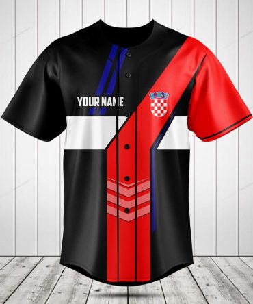 Customizable Croatia Flag Baseball Jersey - Personalized Name & Number - Unique Sportswear Gift