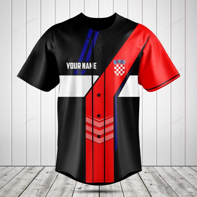 Customizable Croatia Flag Baseball Jersey - Personalized Name & Number - Unique Sportswear Gift
