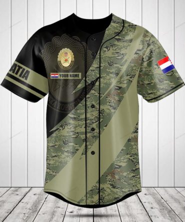 Custom Military Baseball Jersey – Personalized Camo Design With Flag & Name