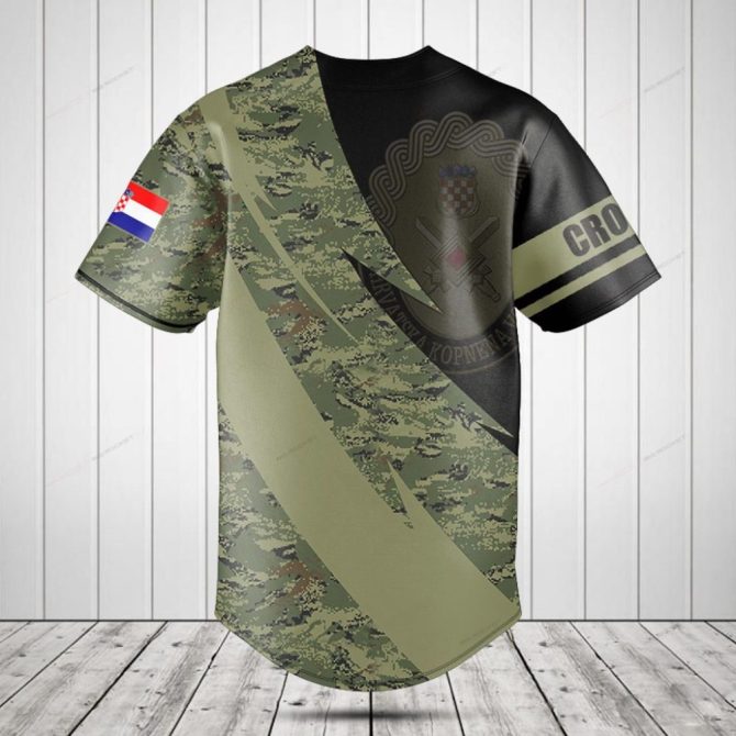 Custom Military Baseball Jersey – Personalized Camo Design With Flag & Name - Image 2