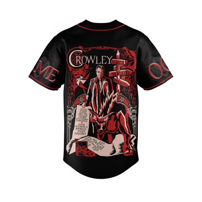 Custom Crowley Themed Baseball Jersey – Personalized Name & Number, Hellish Design - Image 3