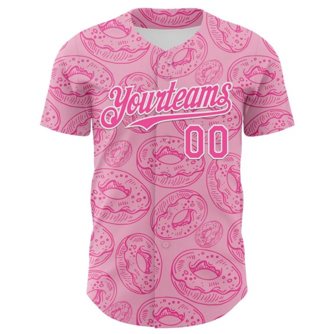 Custom Pink Donut Baseball Jersey - Personalized Team Name & Number - Image 2