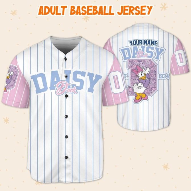 Customizable Daisy Duck Baseball Jersey For Kids/Youth/Adults – Unique & Personalized Gift! - Image 6
