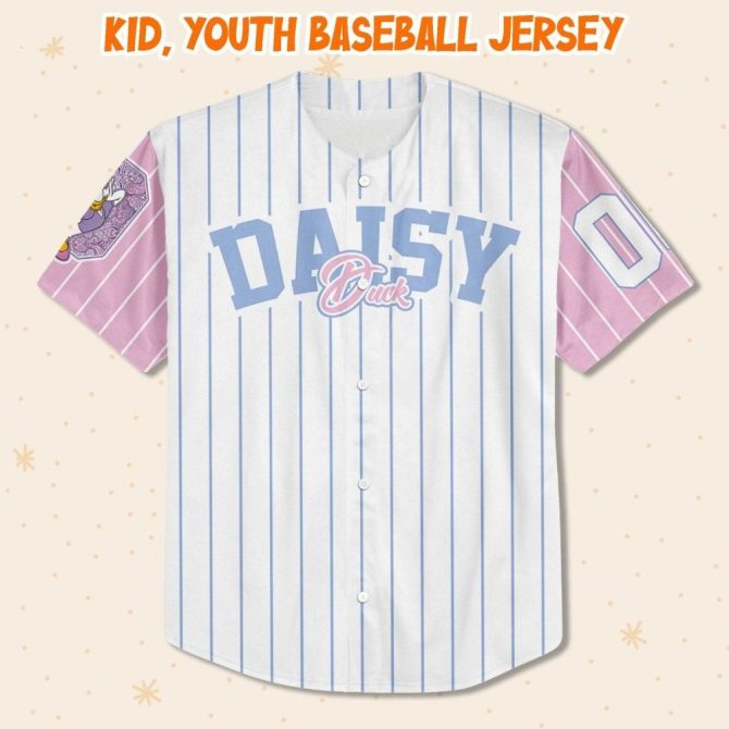 Customizable Daisy Duck Baseball Jersey For Kids/Youth/Adults – Unique & Personalized Gift! - Image 3