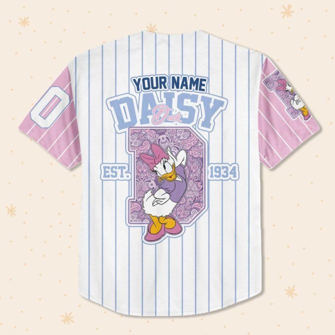 Customizable Daisy Duck Baseball Jersey For Kids/Youth/Adults – Unique & Personalized Gift! - Image 4