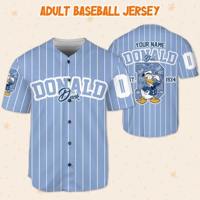 Customizable Donald Duck Baseball Jersey - Kids/Youth/Adult Sizes Available - Image 6