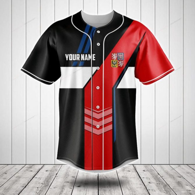 Customizable Czech Flag Baseball Jersey - Personalized Name & Unique Design