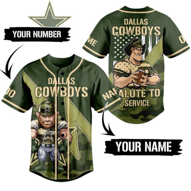 Dallas Cowboys Custom Camo Jersey - Personalized Name & Number - Salute To Service Edition