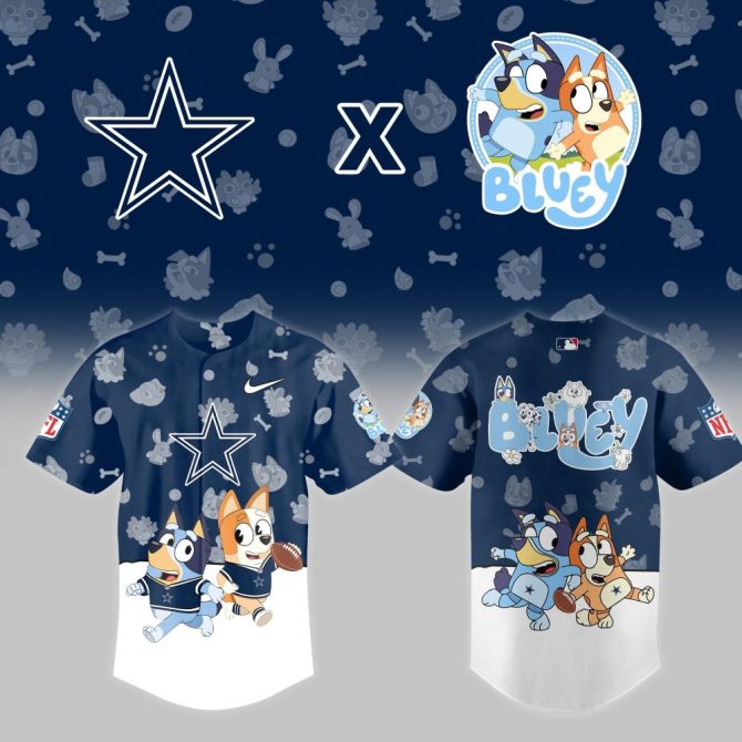 Bluey & Cowboys Kids Jersey – Official Nfl Collaboration, Fun & Comfy Wear