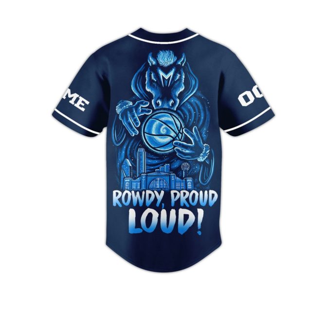 Custom Dallas Mavericks Baseball Jersey - Personalize Name & Number, Rowdy Proud Loud Design - Image 3
