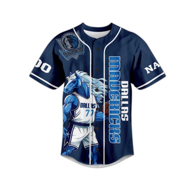 Custom Dallas Mavericks Baseball Jersey - Personalize Name & Number, Rowdy Proud Loud Design - Image 2