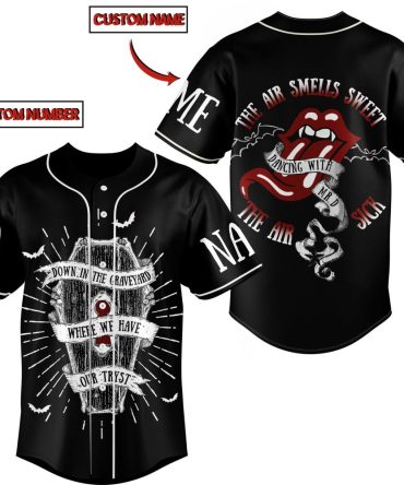 Customizable Gothic Baseball Jersey - Personalized Name & Number, Unique Rock Art Design