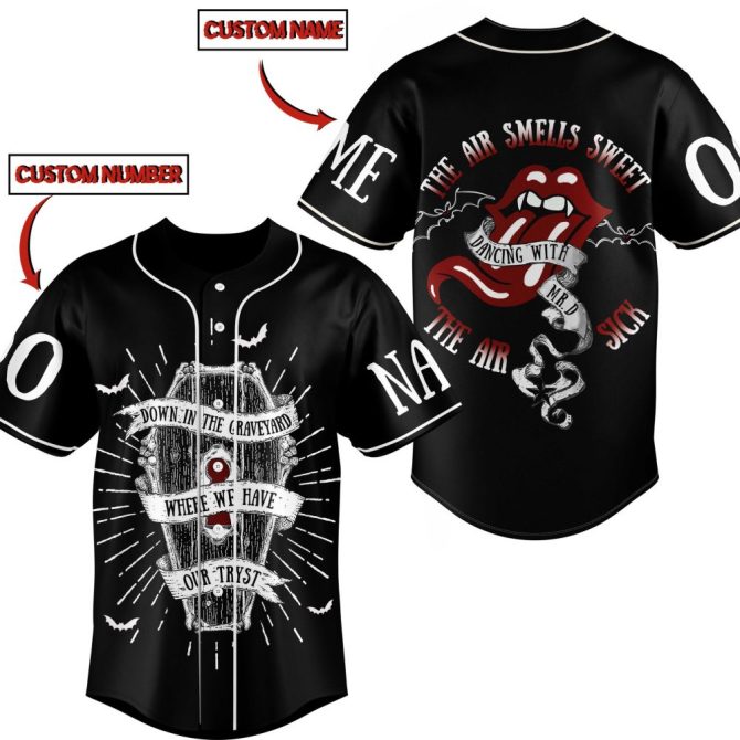 Customizable Gothic Baseball Jersey - Personalized Name & Number, Unique Rock Art Design
