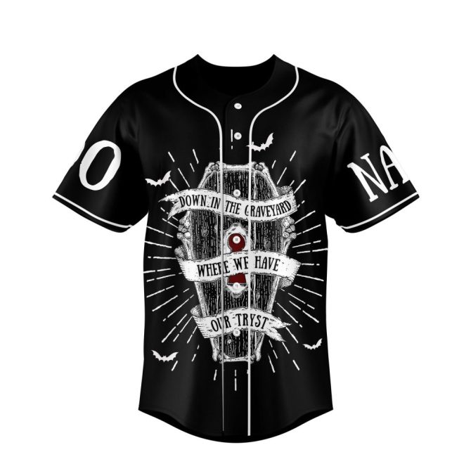 Customizable Gothic Baseball Jersey - Personalized Name & Number, Unique Rock Art Design - Image 2