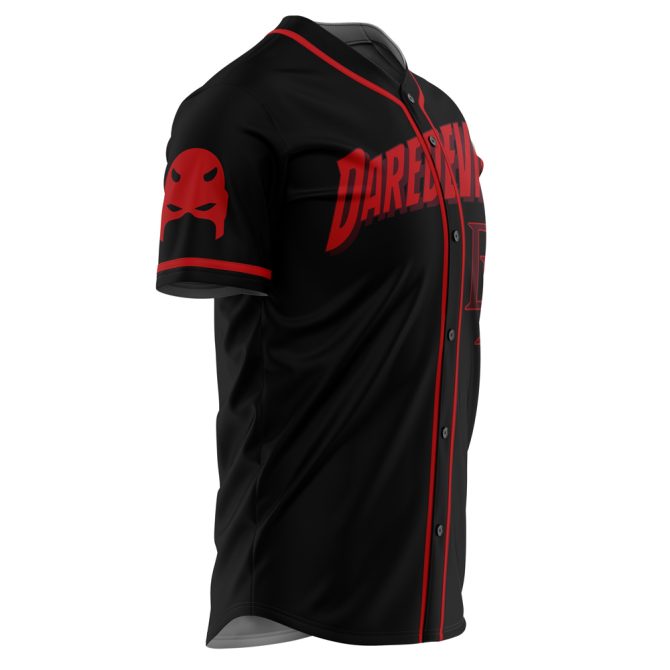 Bold Daredevil Baseball Jersey – Premium Black & Red Fan Apparel - Image 2