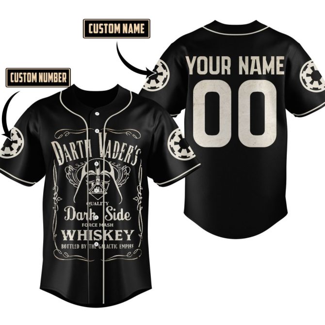 Custom Darth Vader Baseball Jersey - Personalize Your Name & Number - Unique Star Wars Gift!