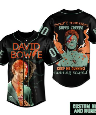 Customizable David Bowie Baseball Jersey - Retro Scary Monsters Design