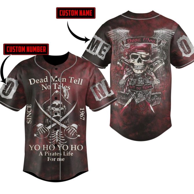 Custom Pirate Baseball Jersey - Personalized Name & Number - Dead Men Tell No Tales Design