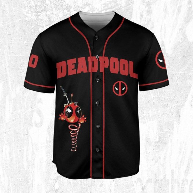 Customizable Deadpool Baseball Jersey For Kids/Youth/Adults – Personalize Your Style! - Image 3