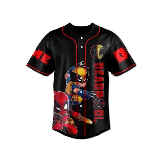 Custom Deadpool & Wolverine Baseball Jersey - Personalized Name & Number Gift - Image 2
