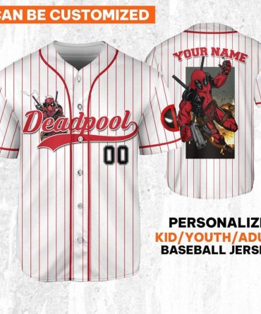 Custom Deadpool Baseball Jersey – Personalized For Kids, Youth, Adults – Unique Gift Idea!