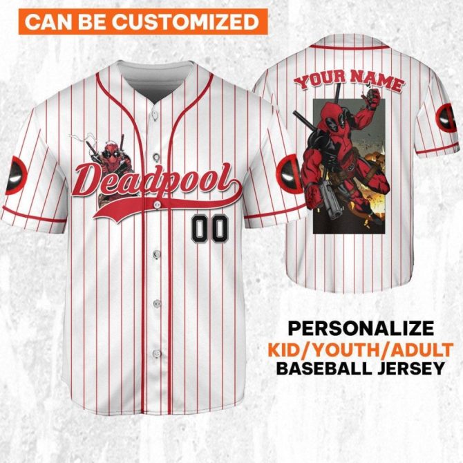 Custom Deadpool Baseball Jersey – Personalized For Kids, Youth, Adults – Unique Gift Idea!