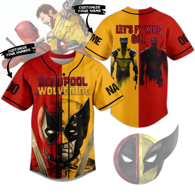 Custom Deadpool & Wolverine Baseball Jersey – Personalize Name & Number!