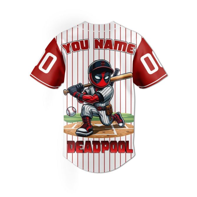 Custom Baseball Jersey - Personalized Deadpool Design With Your Name & Number - Image 3