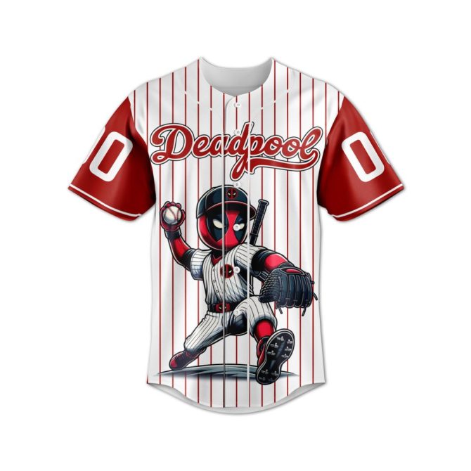 Custom Baseball Jersey - Personalized Deadpool Design With Your Name & Number - Image 2