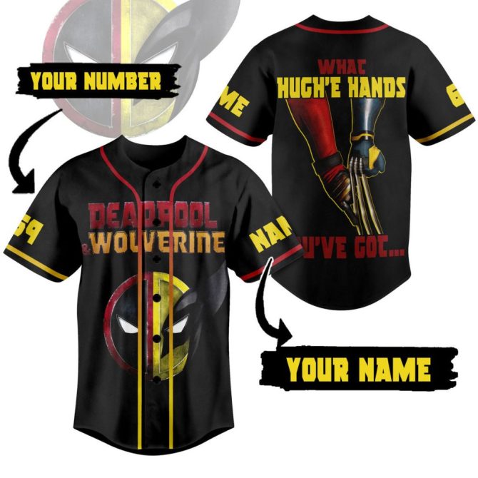Custom Deadpool & Wolverine Baseball Jersey – Add Name & Number – Unique Superhero Gift