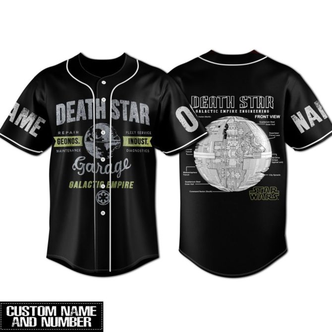 Custom Star Wars Death Star Baseball Jersey - Personalized Name & Number