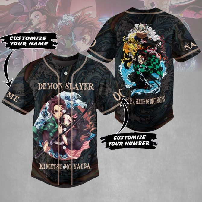 Demon Slayer Custom Jersey – Personalize Name & Number, Anime Fans' Perfect Gift!