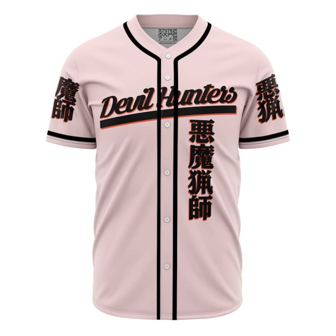 Devil Hunter Anime Jersey - Stylish Pink & Black Baseball Shirt For Fans