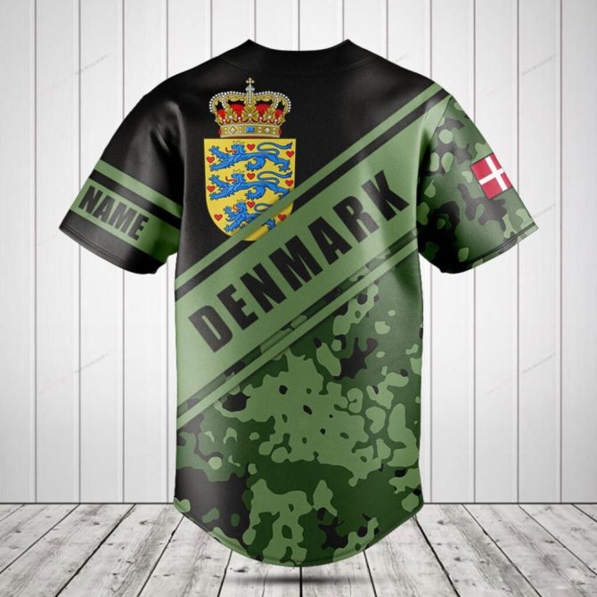 Custom Denmark Baseball Jersey - Camo Design, Personalized Sportswear, Lightweight, Breathable, Unisex - Image 2