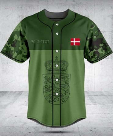 Custom Denmark Camo Baseball Jersey - Personalized Sportswear With Flag & Crest