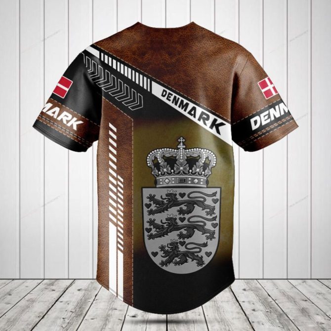 Denmark Flag & Crest Baseball Jersey - Stylish Custom Sportswear For Fans - Image 2