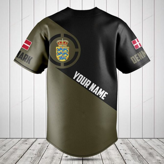 Custom Denmark Baseball Jersey – Personalize Your Name & Number – Stylish Flag Design - Image 2