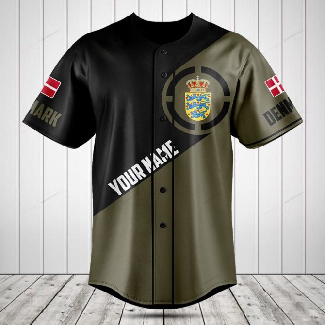 Custom Denmark Baseball Jersey – Personalize Your Name & Number – Stylish Flag Design
