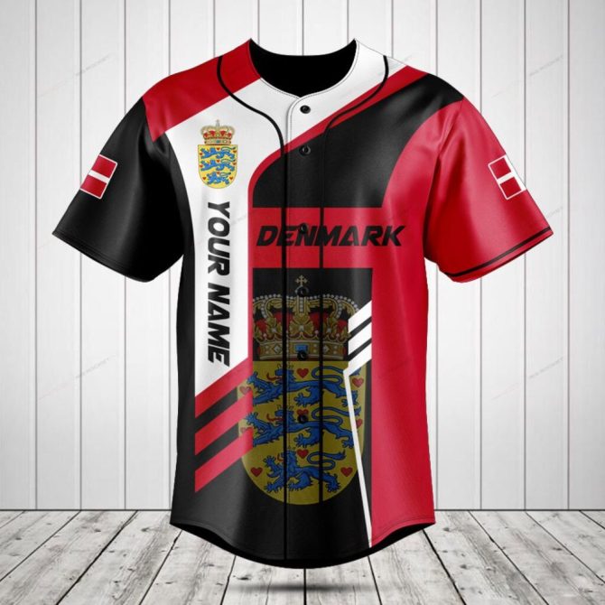 Custom Denmark Flag Baseball Jersey – Personalized Sportswear For Fans